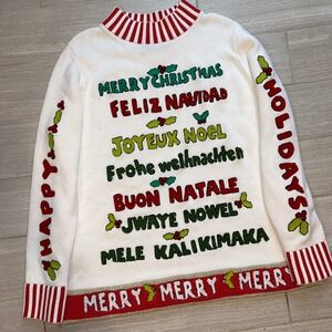 Whoopi Christmas Sweater Women Size XL Merry Christmas, Spanish, Italian
